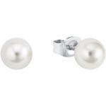 Silberne Elegante Amor Diamant Ohrringe aus Silber mit Echte Perle für Damen 