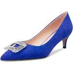 Royalblaue Spitze High Heels & Stiletto-Pumps mit Schnalle aus Veloursleder für Damen Größe 42 