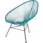 Petrolfarbene Moderne Ok Design Acapulco Chair pulverbeschichtet aus Polyrattan Höhe 50-100cm, Tiefe 50-100cm 