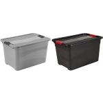 OKT, Aufbewahrungsbox, Aufbewahrungsbox "Box Solido", 52 Liter, graphite/rot mit Deckel, Deckel mit Schiebeverschluss
