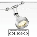 Silberne OLIGO Strahler aus Messing schwenkbar GU5.3 / MR16 