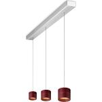 OLIGO Tudor S LED Pendelleuchte, 3-flg., unsichtbare Höhenverstellung, Baldachin: Alu gebürstet rot matt A+