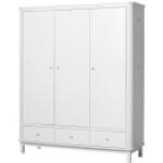 Weiße Skandinavische Oliver Furniture 3-türige Kleiderschränke lackiert aus Birke mit Schublade 
