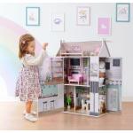 Olivia's Little World Dreamland Farmhouse Kids Interaktives Holzpuppenhaus 3 Etagen mit 13 Puppenmöbelzubehör Weiß TD-13632A