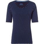 Marineblaue Gepunktete Casual Kurzärmelige Olsen Rundhals-Ausschnitt T-Shirts aus Baumwolle mit Kapuze für Damen 1-teilig 