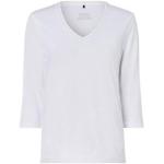 Weiße Unifarbene Langärmelige Olsen V-Ausschnitt V-Shirts aus Baumwolle für Damen Größe XL für den für den Frühling 