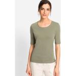 Reduzierte Grüne Unifarbene Kurzärmelige Olsen Rundhals-Ausschnitt Basic-Shirts aus Baumwolle mit Kapuze für Damen Größe L für den für den Frühling 