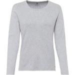 Reduzierte Graue Melierte Casual Langärmelige Olsen Rundhals-Ausschnitt Basic-Shirts aus Baumwolle mit Kapuze für Damen Größe XL für den für den Frühling 