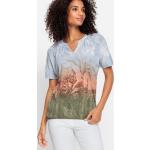 Grüne Halblangärmelige Olsen Rundhals-Ausschnitt T-Shirts aus Baumwolle für Damen Größe XL 