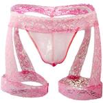 Rosa Blumenmuster Sexy Damenstrumpfbänder aus Spitze Einheitsgröße zum Valentinstag 
