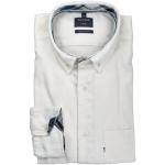 Weiße Unifarbene Casual Langärmelige OLYMP Casual Button Down Kragen Herrenlangarmhemden aus Flanell Größe M 