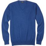 Blaue Unifarbene Casual OLYMP Casual V-Ausschnitt Strickpullover aus Jersey für Herren Größe XL 