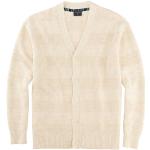 Reduzierte Weiße Gestreifte Casual OLYMP Casual V-Ausschnitt Herrencardigans aus Baumwolle Größe XL für den für den Herbst 