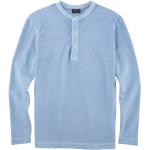 Hellblaue Casual Langärmelige OLYMP Casual Henleykragen Herrenpoloshirts & Herrenpolohemden ohne Verschluss aus Jersey Größe L 