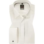 Weiße Bestickte Elegante Langärmelige OLYMP Kentkragen Hemden mit Kent-Kragen aus Popeline für Herren Größe M 