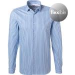 Blaue Gestreifte Langärmelige OLYMP Kentkragen Hemden mit Kent-Kragen aus Baumwolle für Herren 