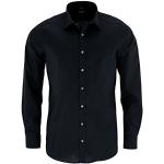 Reduzierte Schwarze Unifarbene Langärmelige OLYMP Kentkragen Hemden mit Kent-Kragen aus Baumwolle enganliegend für Herren 