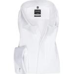 Weiße Langärmelige OLYMP Modern Fit Kläppchenkragen Herrenlangarmhemden aus Popeline 
