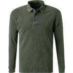 Grüne Melierte Langärmelige OLYMP Modern Fit Langarm-Poloshirts mit Knopf aus Baumwolle für Herren Größe 3 XL 