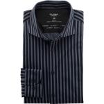 Reduzierte Anthrazitfarbene Gestreifte Langärmelige OLYMP Level Five Kentkragen Hemden mit Kent-Kragen aus Jersey für Herren Größe XL 