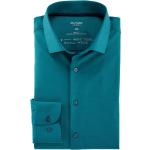 Reduzierte Smaragdgrüne Unifarbene Langärmelige OLYMP Level Five Kentkragen Hemden mit Kent-Kragen aus Twill für Herren Größe L 