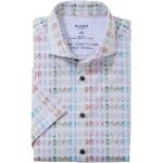 Reduzierte Pinke Casual Kurzärmelige OLYMP Level Five Kent Kentkragen Hemden mit Kent-Kragen aus Baumwolle enganliegend für Herren 