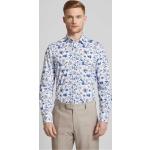 Reduzierte Weiße Blumenmuster Business OLYMP Level Five Kentkragen Hemden mit Kent-Kragen aus Baumwolle für Herren 