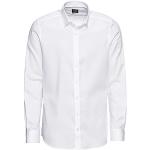 Weiße Unifarbene Langärmelige OLYMP Level Five Button Down Kragen Herrenlangarmhemden 