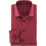 Reduzierte Rote Unifarbene Langärmelige OLYMP Level Five Kentkragen Hemden mit Kent-Kragen aus Jersey für Herren Größe L 
