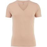 Nudefarbene Unifarbene Kurzärmelige OLYMP Level Five V-Ausschnitt T-Shirts aus Jersey für Herren Größe XXL 