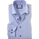 Blaue Unifarbene Business OLYMP Level Five Kentkragen Hemden mit Kent-Kragen mit Knopf für Herren 