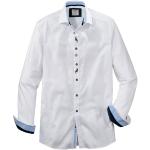 Reduzierte Weiße Bestickte OLYMP Stehkragen Stehkragenhemden mit Knopf aus Baumwolle für Herren Größe S 