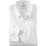 Weiße Unifarbene OLYMP Level Five Button Down Kragen Hemden mit Button-Down-Kragen aus Baumwolle enganliegend für Herren 
