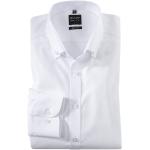 Weiße Unifarbene OLYMP Level Five Button Down Kragen Hemden mit Button-Down-Kragen aus Baumwolle enganliegend für Herren Größe S 