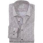 Silbergraue Langärmelige OLYMP Level Five Herrenlangarmhemden aus Baumwolle 