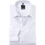 Weiße Elegante Langärmelige OLYMP Level Five Herrenlangarmhemden aus Baumwolle enganliegend 