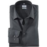 Anthrazitfarbene Unifarbene OLYMP Level Five Kent Chambray-Hemden aus Baumwolle für Herren 