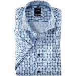 Reduzierte Blaue Kurzärmelige OLYMP Level Five Kent Herrenkurzarmhemden aus Baumwolle für den Sommer 
