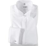 Weiße Unifarbene Elegante OLYMP Level Five Kläppchenkragen Hemden mit Umschlagmanschette aus Baumwolle für Herren für den für den Frühling 