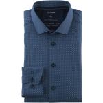 Reduzierte Marineblaue Langärmelige OLYMP Modern Fit Kentkragen Hemden mit Kent-Kragen aus Popeline für Herren Größe 3 XL 