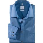 Blaue Unifarbene Langärmelige OLYMP Comfort Fit Kentkragen Hemden mit Kent-Kragen aus Baumwolle für Herren Größe 6 XL 