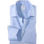 Blaue Unifarbene Langärmelige OLYMP Comfort Fit Kentkragen Hemden mit Kent-Kragen aus Chambray für Herren Größe 6 XL 