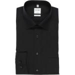 Schwarze Unifarbene Langärmelige OLYMP Comfort Fit Kentkragen Hemden mit Kent-Kragen aus Baumwolle für Herren Größe 4 XL 