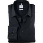 Schwarze Unifarbene Langärmelige OLYMP Comfort Fit Kentkragen Hemden mit Kent-Kragen aus Baumwolle für Herren Größe 6 XL 