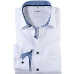 Weiße Unifarbene Langärmelige OLYMP Comfort Fit Kentkragen Hemden mit Kent-Kragen aus Baumwolle für Herren Größe 3 XL 
