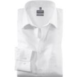 Weiße Unifarbene Langärmelige OLYMP Comfort Fit Kentkragen Hemden mit Kent-Kragen aus Baumwolle für Herren für den für den Frühling 