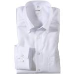 Weiße Unifarbene OLYMP Comfort Fit Button Down Kragen Bügelfreie Hemden aus Baumwolle für Herren 