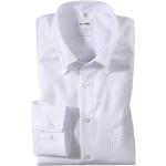 Weiße OLYMP Comfort Fit Button Down Kragen Bügelfreie Hemden aus Baumwolle für Herren 