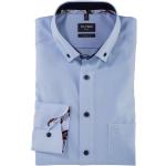 Hellblaue OLYMP Modern Fit Button Down Kragen Bügelfreie Hemden aus Baumwolle für Herren 