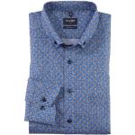 Blaue OLYMP Modern Fit Button Down Kragen Bügelfreie Hemden aus Baumwolle für Herren 